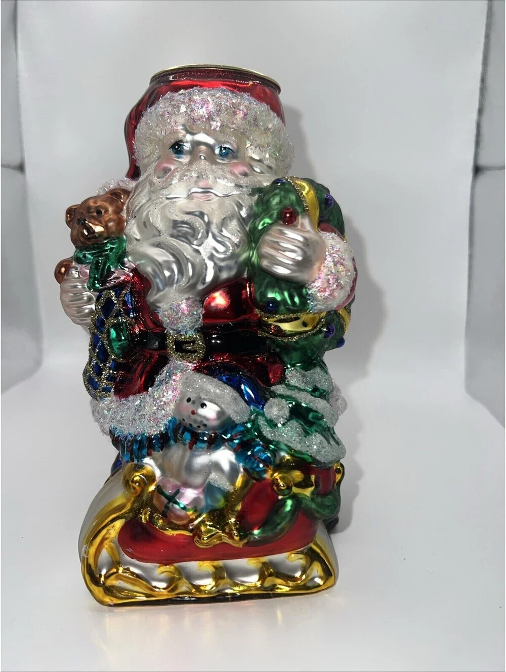 Vintage Santa Candle Holder Glass Mercury